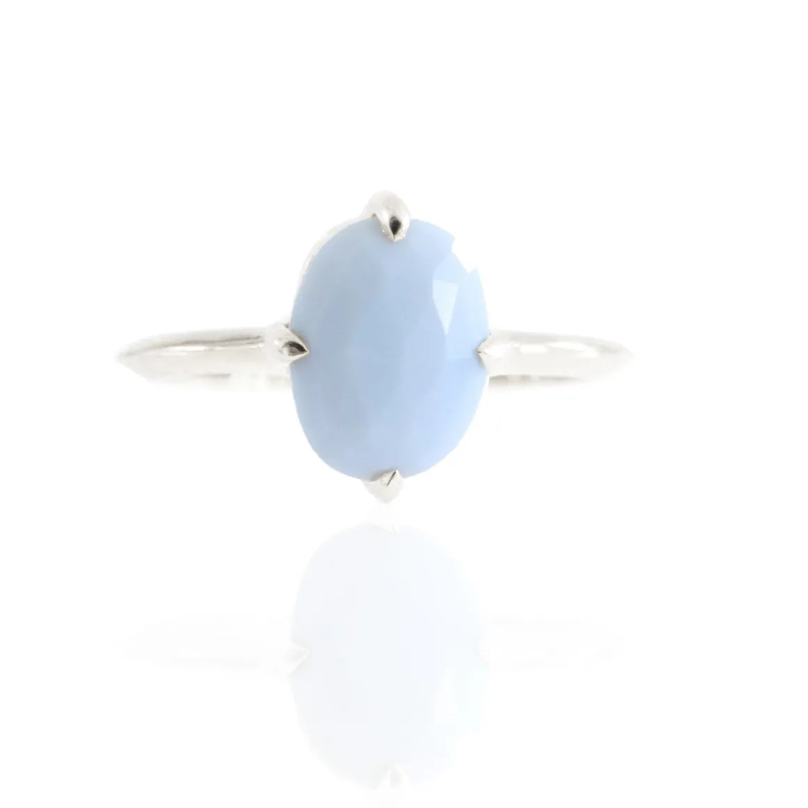 FRAICHE OVAL SOLITAIRE RING - BLUE OPAL & SILVER