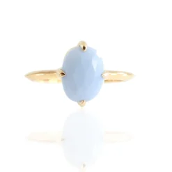 FRAICHE OVAL SOLITAIRE RING - BLUE OPAL & GOLD