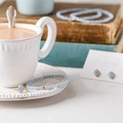 FRAICHE OVAL SOLITAIRE RING - BLUE OPAL & GOLD
