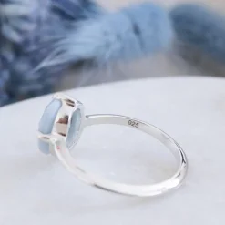 FRAICHE OVAL SOLITAIRE RING - BLUE OPAL & SILVER