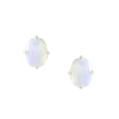 FRAICHE OVAL STUDS - ETHIOPIAN OPAL & SILVER