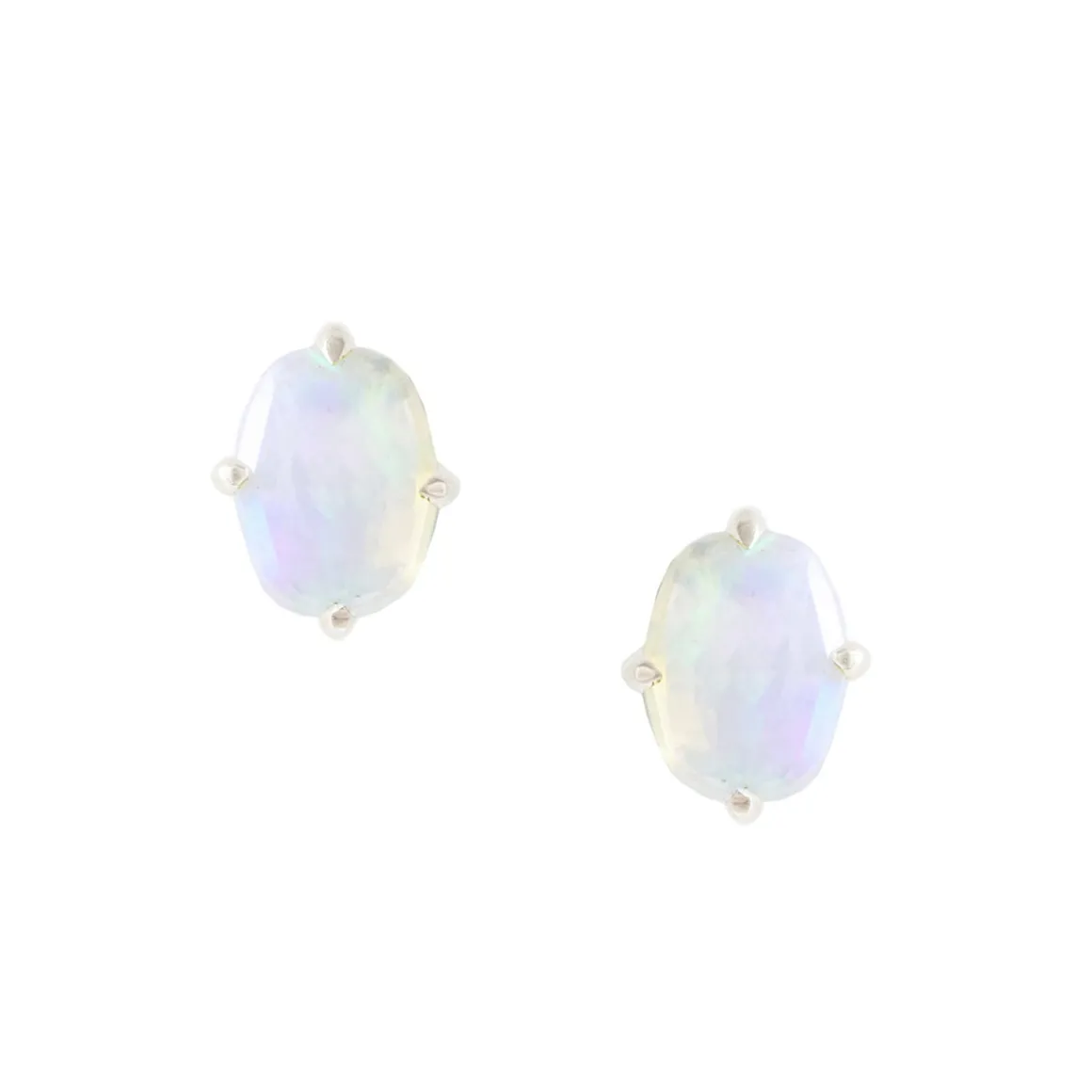 FRAICHE OVAL STUDS - ETHIOPIAN OPAL & SILVER