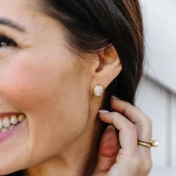 FRAICHE OVAL STUDS - ETHIOPIAN OPAL & GOLD