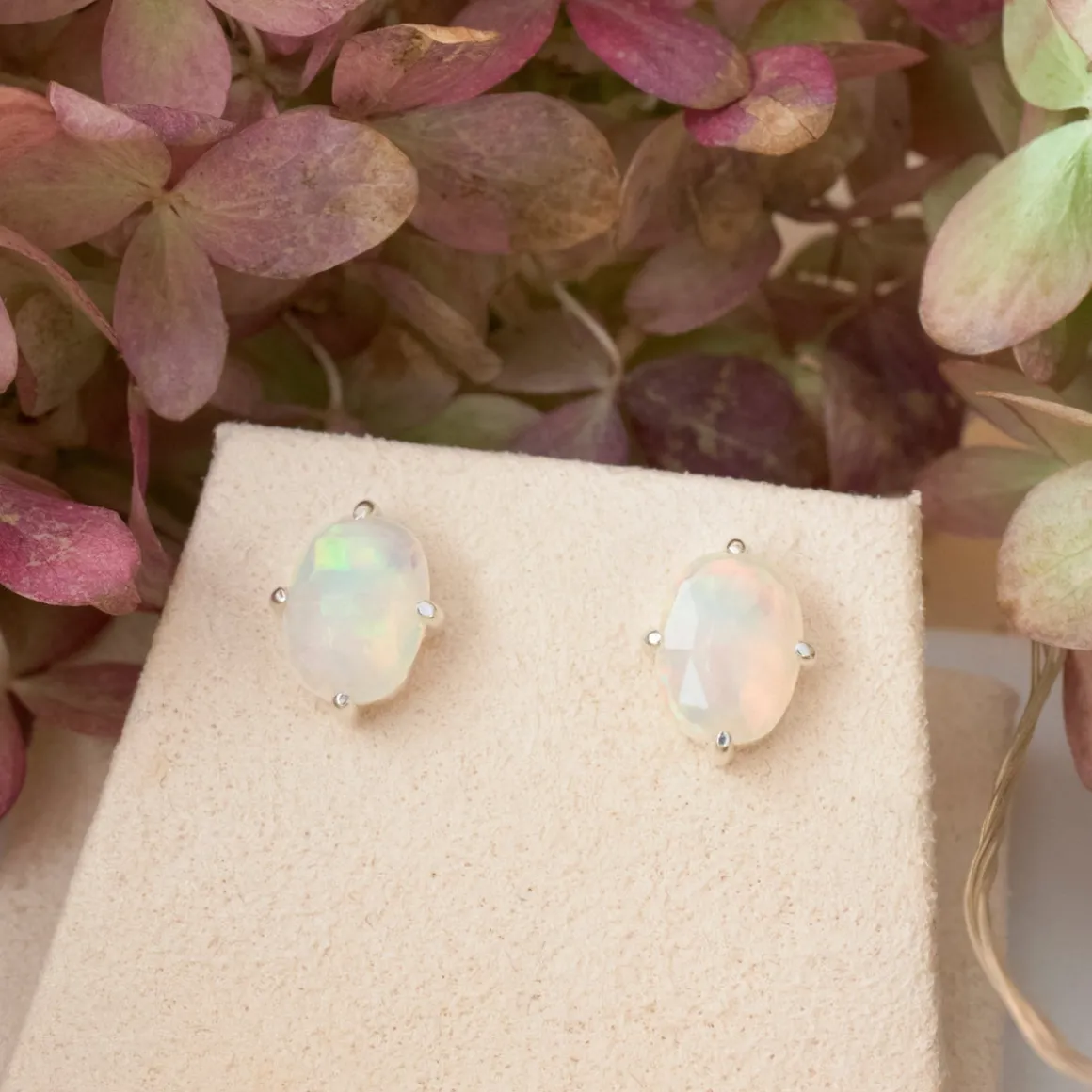 FRAICHE OVAL STUDS - ETHIOPIAN OPAL & SILVER