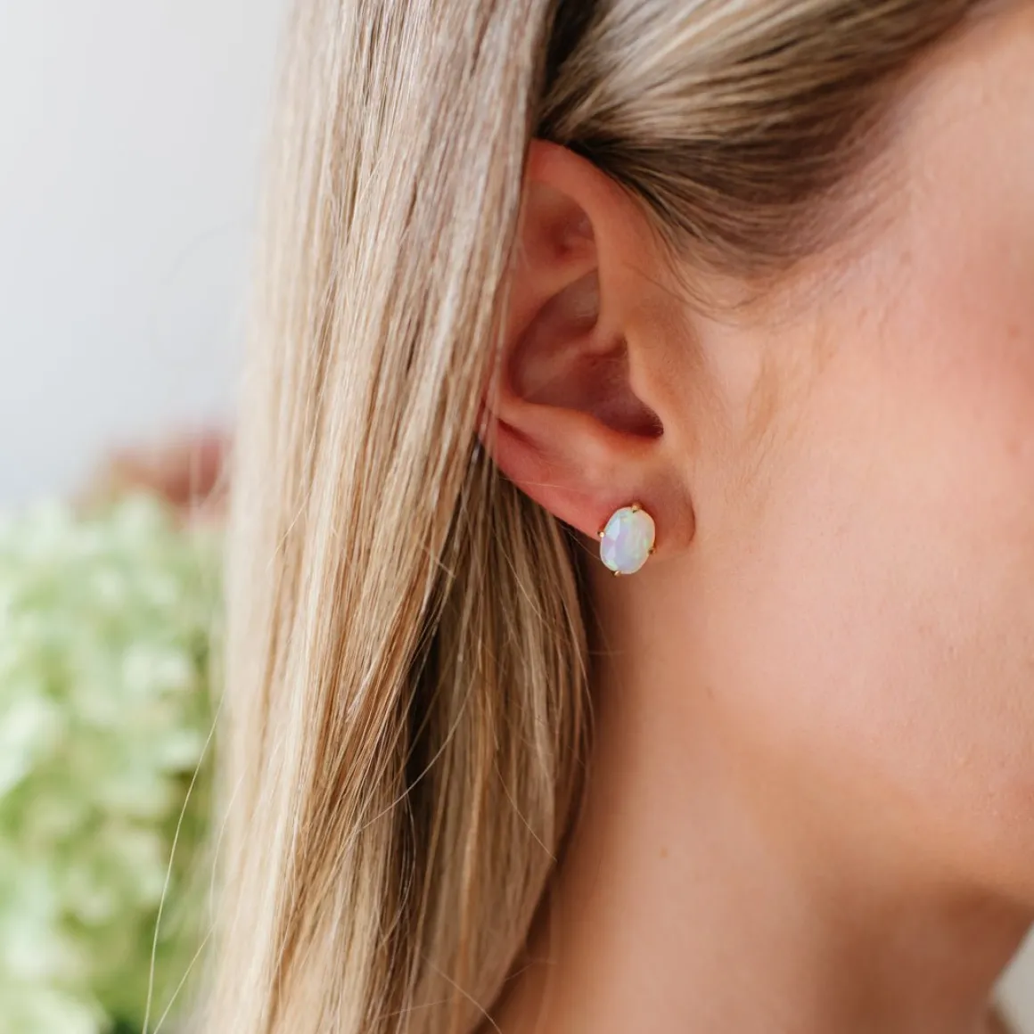 FRAICHE OVAL STUDS - ETHIOPIAN OPAL & GOLD