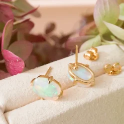 FRAICHE OVAL STUDS - ETHIOPIAN OPAL & GOLD
