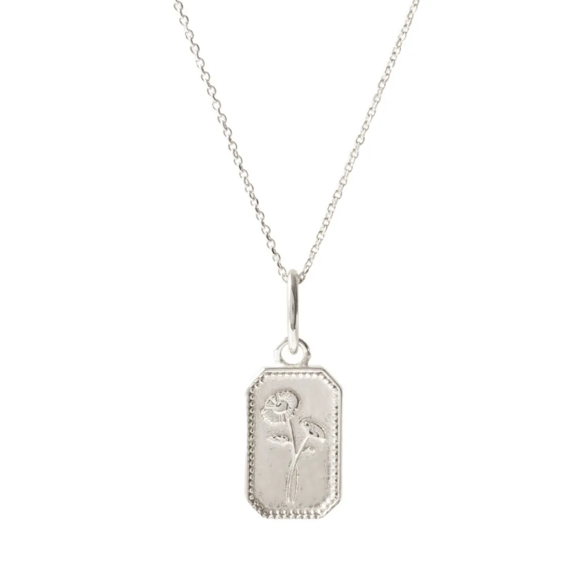 FRAICHE SEPTEMBER BIRTH FLOWER NECKLACE - ASTER - SILVER