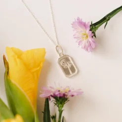 FRAICHE SEPTEMBER BIRTH FLOWER NECKLACE - ASTER - SILVER