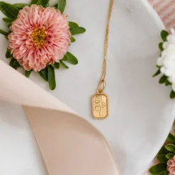 FRAICHE SEPTEMBER BIRTH FLOWER NECKLACE - ASTER - GOLD
