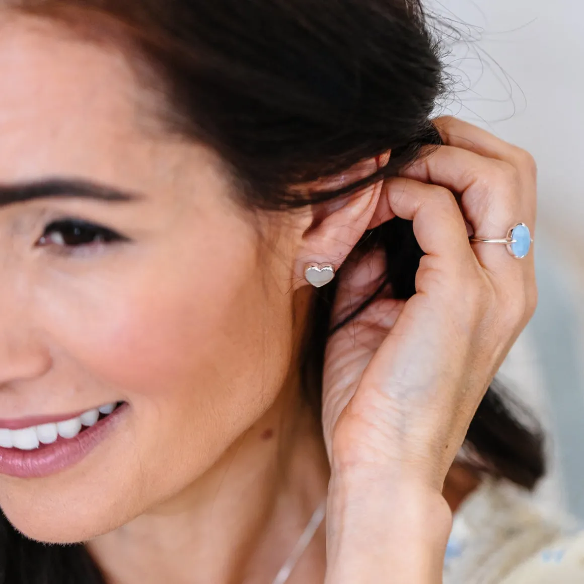 FRAICHE SWEETHEART STUDS - MOTHER OF PEARL & SILVER
