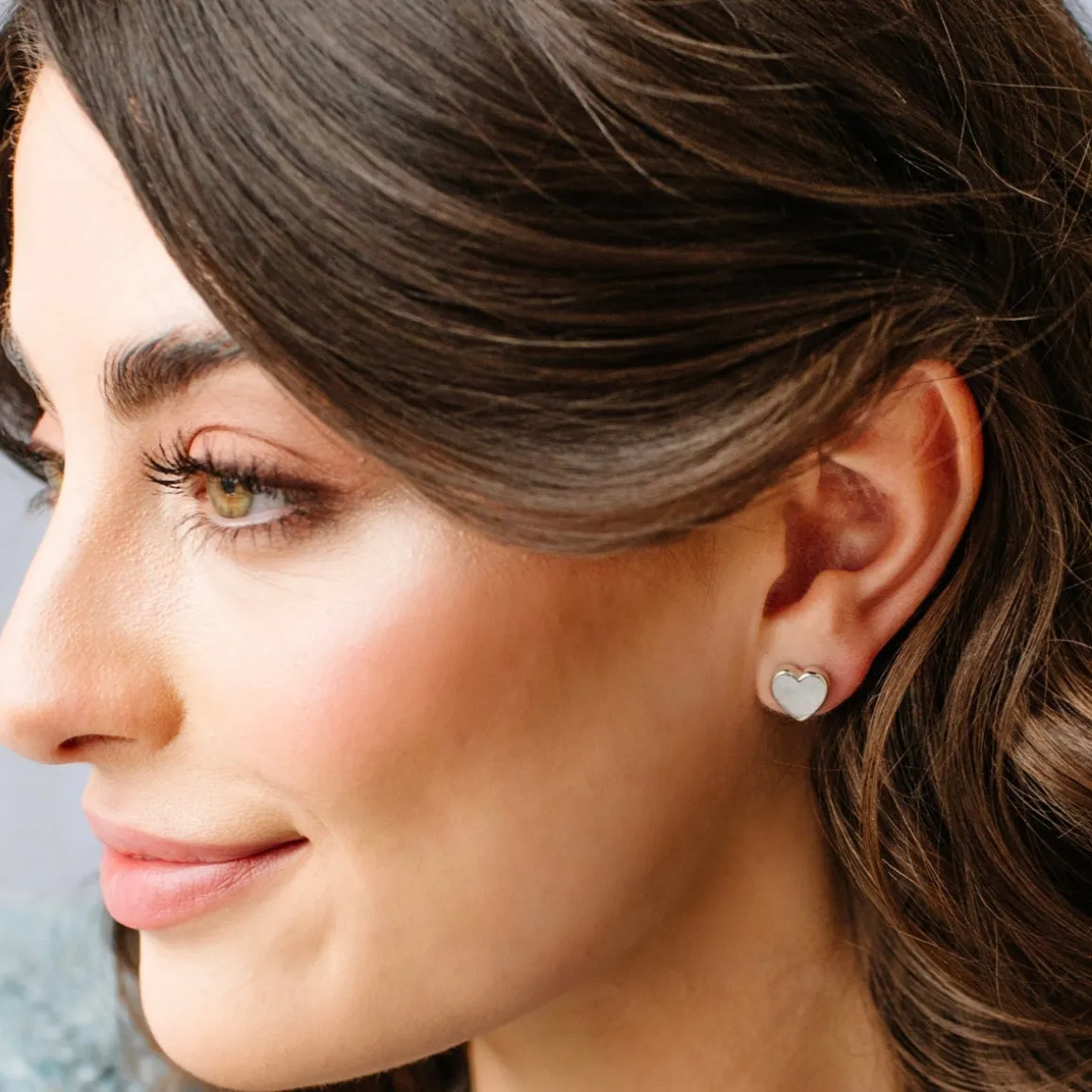 FRAICHE SWEETHEART STUDS - MOTHER OF PEARL & SILVER