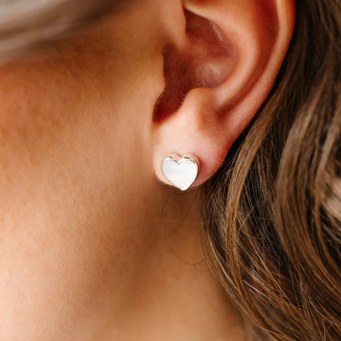 FRAICHE SWEETHEART STUDS - MOTHER OF PEARL & SILVER