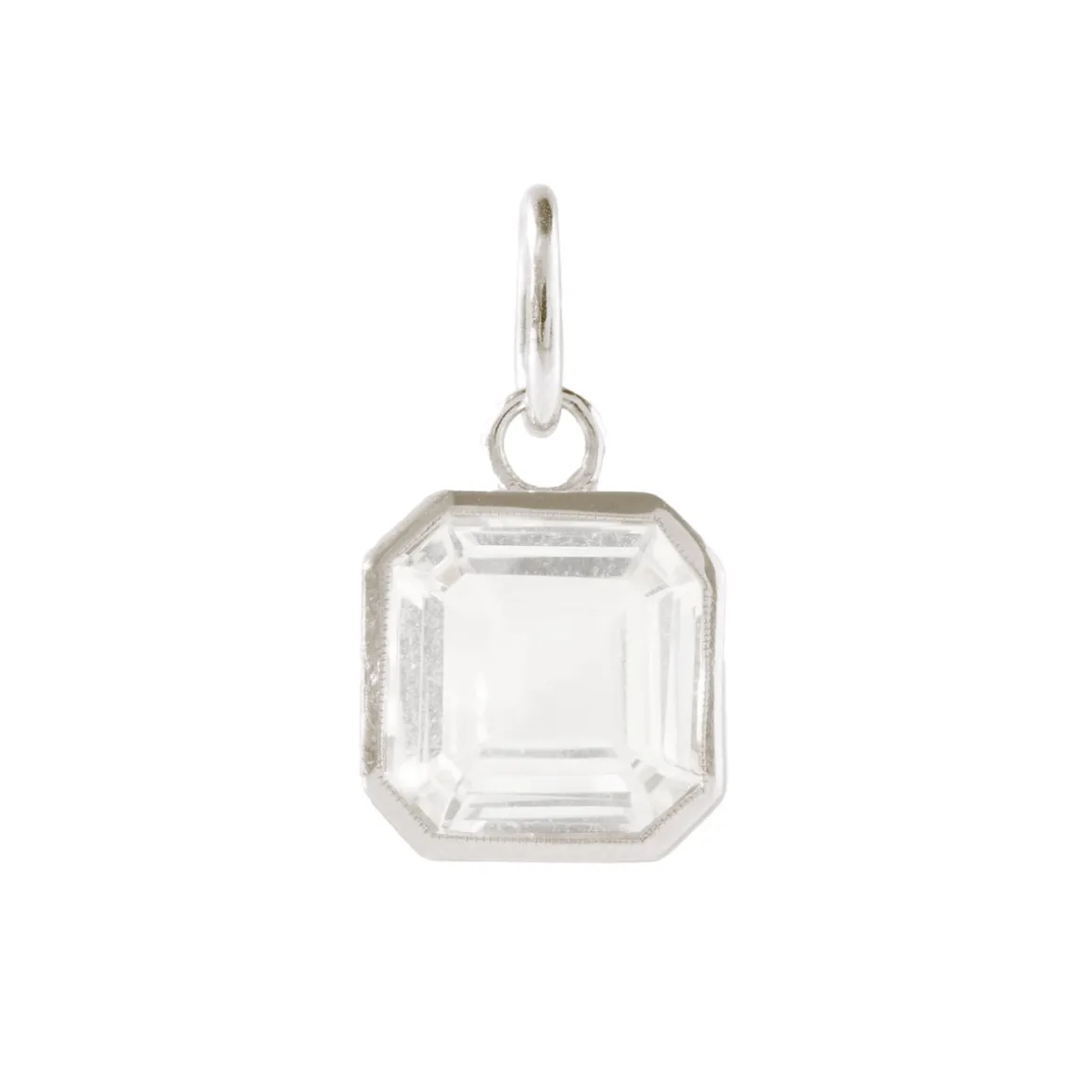 FRAICHE VINTAGE MARJORIE ASSCHER CUT CHARM - WHITE TOPAZ & SILVER
