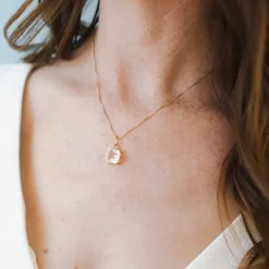 FRAICHE VINTAGE MARJORIE ASSCHER CUT CHARM - WHITE TOPAZ & GOLD