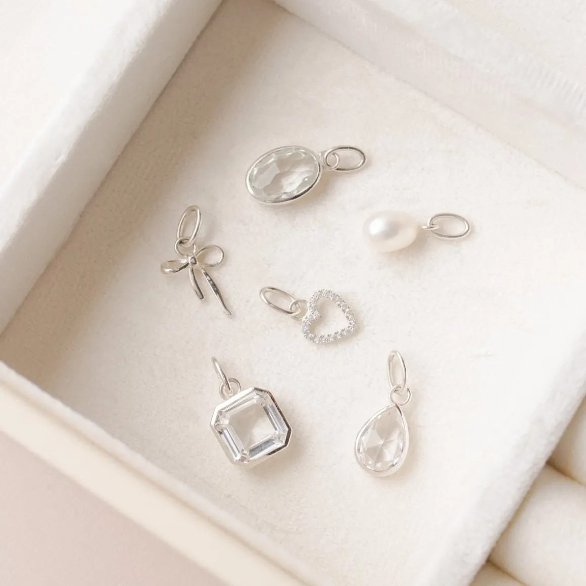 FRAICHE VINTAGE MARJORIE ASSCHER CUT CHARM - WHITE TOPAZ & SILVER