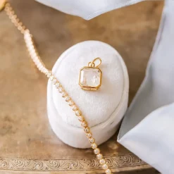 FRAICHE VINTAGE MARJORIE ASSCHER CUT CHARM - WHITE TOPAZ & GOLD