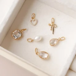 FRAICHE VINTAGE MARJORIE ASSCHER CUT CHARM - WHITE TOPAZ & GOLD