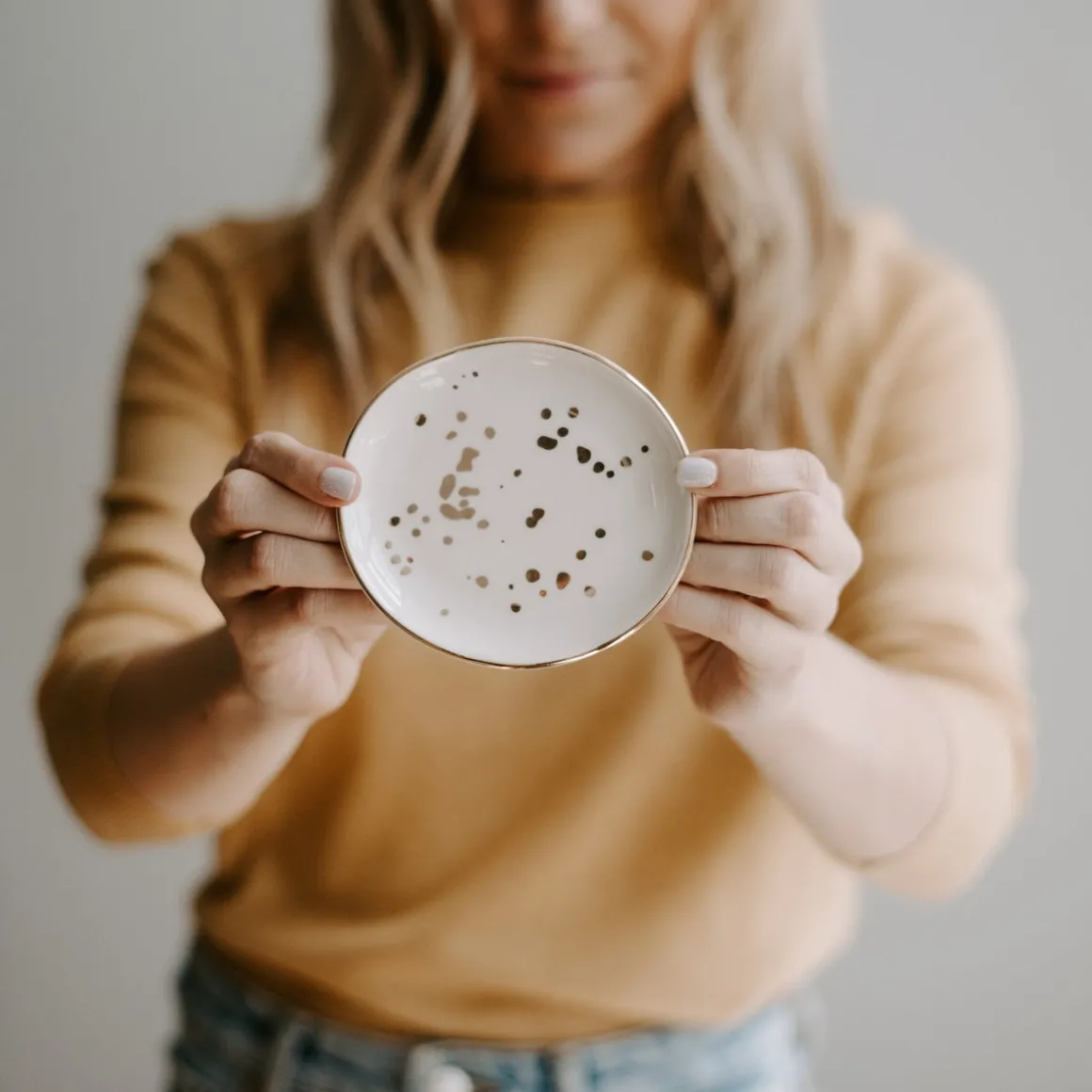 GOLD SPECKLED JEWELRY DISH