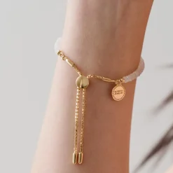ICONIC ADJUSTABLE BRACELET - RAINBOW MOONSTONE & GOLD