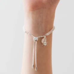 ICONIC ADJUSTABLE BRACELET - RAINBOW MOONSTONE & SILVER
