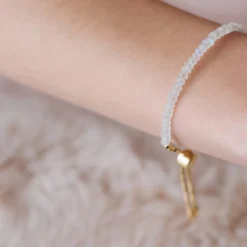 ICONIC ADJUSTABLE BRACELET - RAINBOW MOONSTONE & GOLD