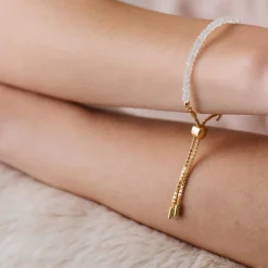 ICONIC ADJUSTABLE BRACELET - RAINBOW MOONSTONE & GOLD