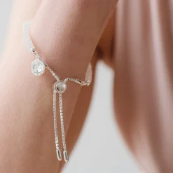 ICONIC ADJUSTABLE BRACELET - RAINBOW MOONSTONE & SILVER