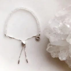 ICONIC ADJUSTABLE BRACELET - RAINBOW MOONSTONE & SILVER