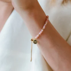 ICONIC ADJUSTABLE NUGGET BRACELET - PINK OPAL & GOLD