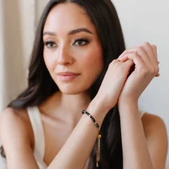 ICONIC ADJUSTABLE NUGGET BRACELET - BLACK ONYX & GOLD