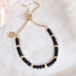 ICONIC ADJUSTABLE NUGGET BRACELET - BLACK ONYX & GOLD