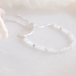 ICONIC ADJUSTABLE NUGGET BRACELET - RAINBOW MOONSTONE & SILVER