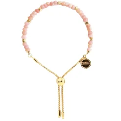ICONIC ADJUSTABLE NUGGET BRACELET - PINK OPAL & GOLD