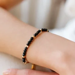 ICONIC ADJUSTABLE NUGGET BRACELET - BLACK ONYX & GOLD