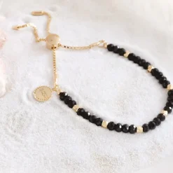ICONIC ADJUSTABLE NUGGET BRACELET - BLACK ONYX & GOLD