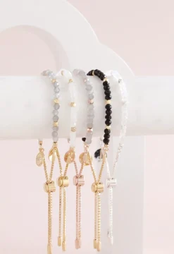 ICONIC ADJUSTABLE NUGGET BRACELET - BLACK ONYX & GOLD