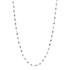 ICONIC LONG BEADED NECKLACE - LABRADORITE & SILVER 34"