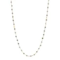 ICONIC LONG BEADED NECKLACE - LABRADORITE & GOLD 34"