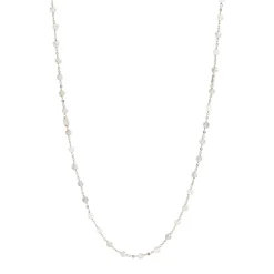 ICONIC LONG BEADED NECKLACE - RAINBOW MOONSTONE & SILVER 34"