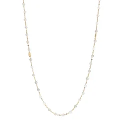 ICONIC LONG BEADED NECKLACE - RAINBOW MOONSTONE & GOLD 34"