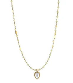 ICONIC LONG BEADED NECKLACE - RAINBOW MOONSTONE & GOLD 34