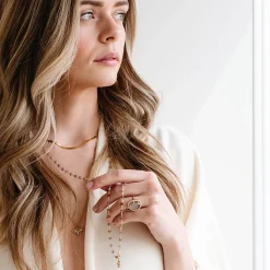 ICONIC LONG BEADED NECKLACE - CHAI MOONSTONE & GOLD 34
