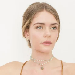 ICONIC LONG BEADED NECKLACE - LABRADORITE & GOLD 34