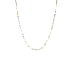 ICONIC MIDI BEADED NECKLACE - RAINBOW MOONSTONE & GOLD 24-25"