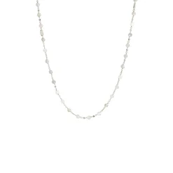 ICONIC MIDI BEADED NECKLACE - RAINBOW MOONSTONE & SILVER 24-25"
