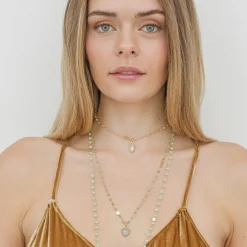 ICONIC MIDI BEADED NECKLACE - LABRADORITE & GOLD 24-25"