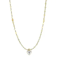 ICONIC MIDI BEADED NECKLACE - RAINBOW MOONSTONE & GOLD 24-25
