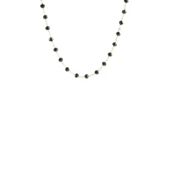 ICONIC SHORT BEADED NECKLACE - BLACK ONYX & GOLD 16-20"