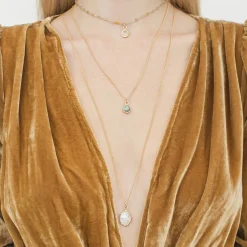 ICONIC SHORT BEADED NECKLACE - LABRADORITE & GOLD 16-20"