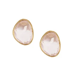 JOY STUDS - PINK QUARTZ & GOLD